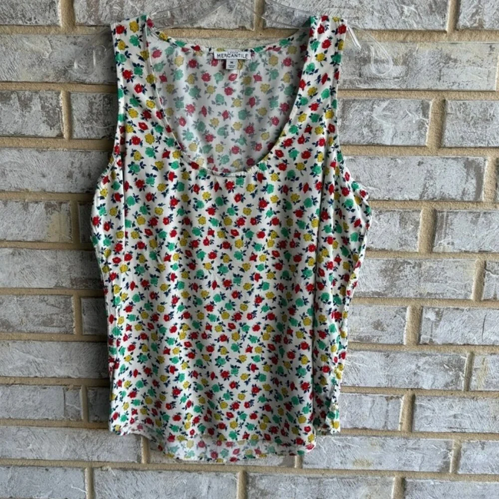 J. Crew Mercantile Floral Sleeveless Blouse Women's Size M.